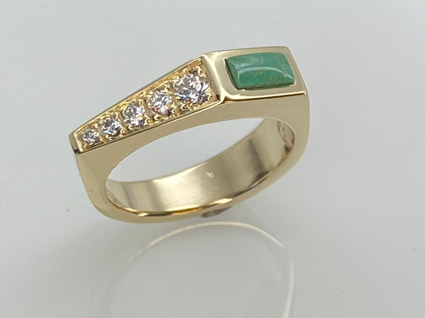 Temple Steps Diamond and Turquoise Ring